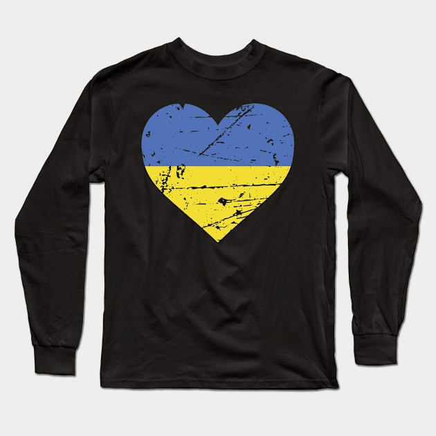 Ukraine Heart Flag Ukrajina Patriot Fan Long Sleeve T-Shirt by Super Fresh Art